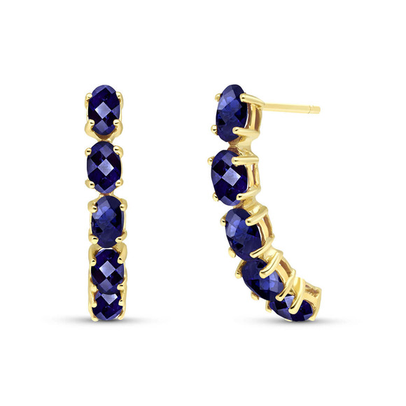 14K. SOLID GOLD EARRINGS WITH NATURAL SAPPHIRES (Yellow Gold)